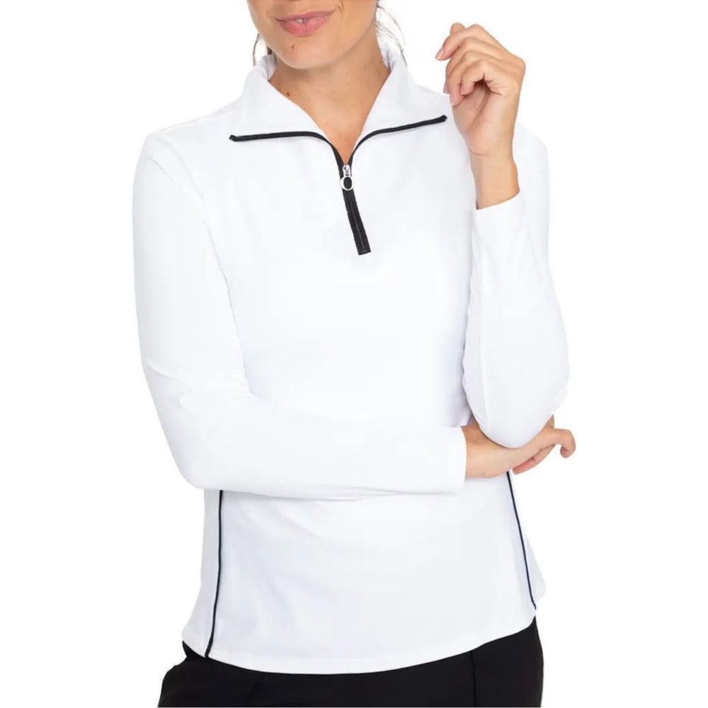 Kinona White Pullover Keep It Covered Long Sleeve Golf Top Medium UPF 50 XL